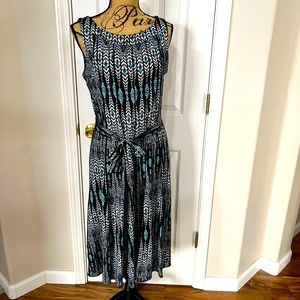 Voir Voir Blue, Black & White Sleeveless Sheath Dress 12